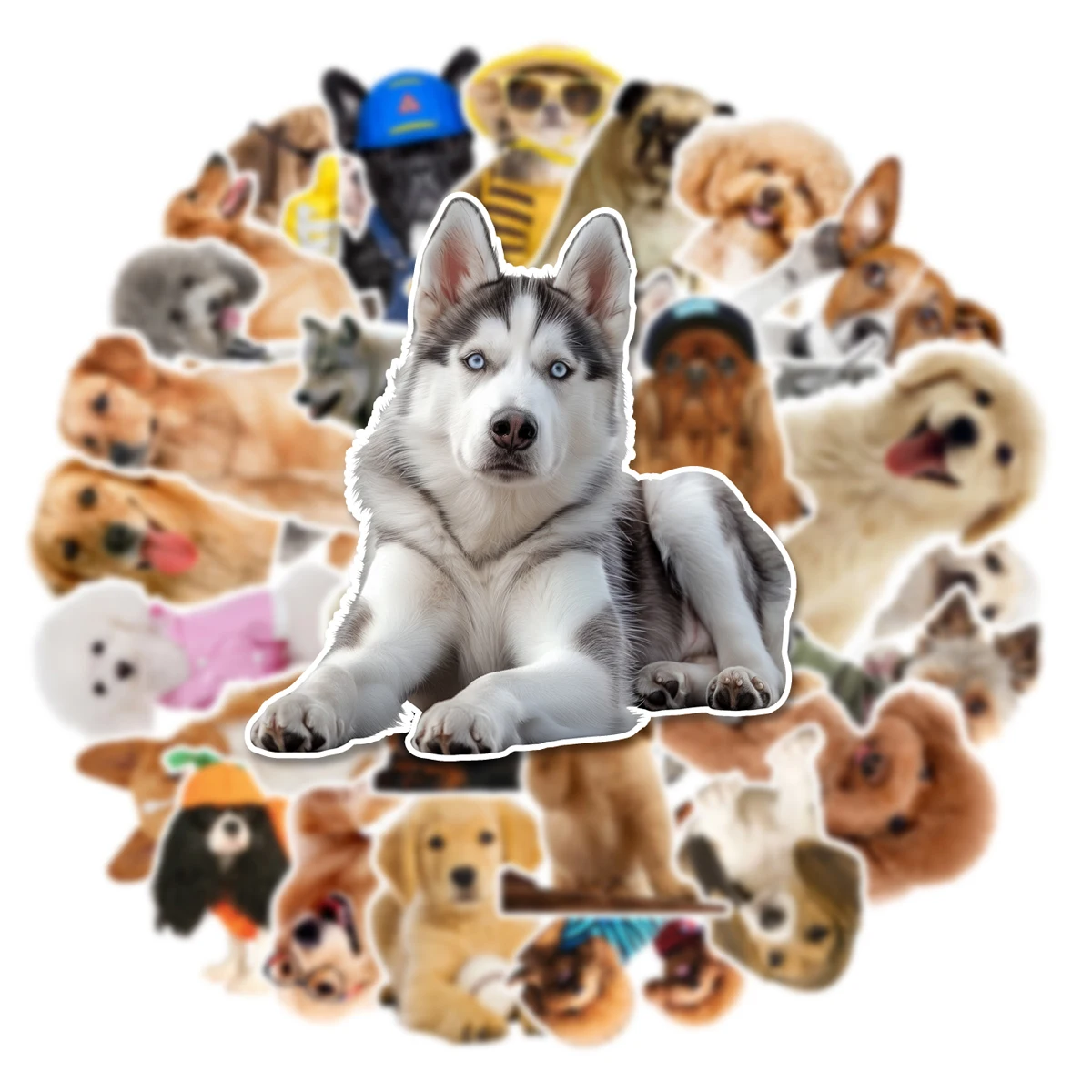 50pcs Cool Dog Animal Ledger Stickers Personalized Creative Graffiti Style Cartoon Stickers