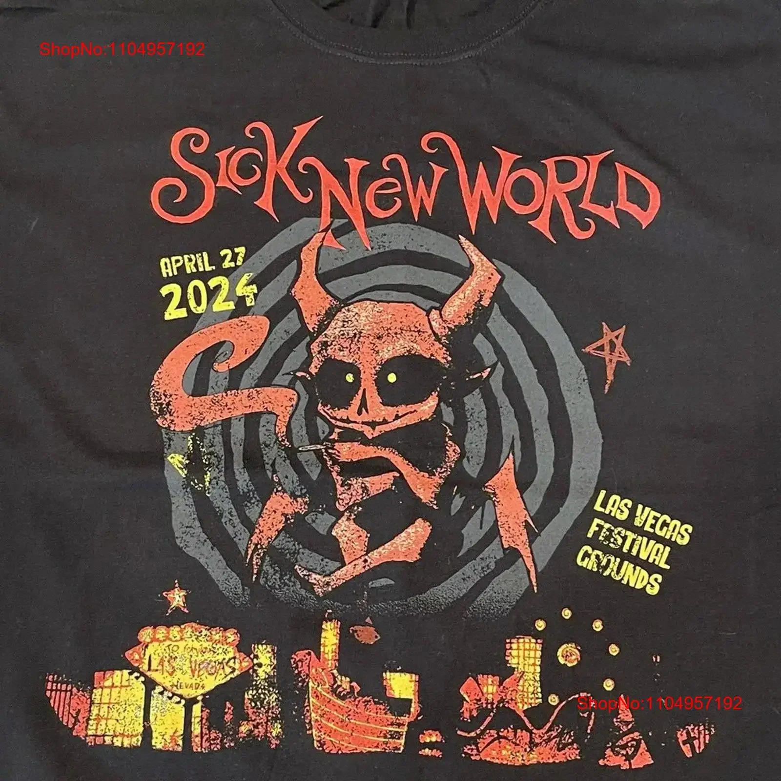 

SICK NEW WORLD Las Vegas Festival Cotton T Shirt Full Size BL2 418 vintage Washed designer clothes Comfortable Casual