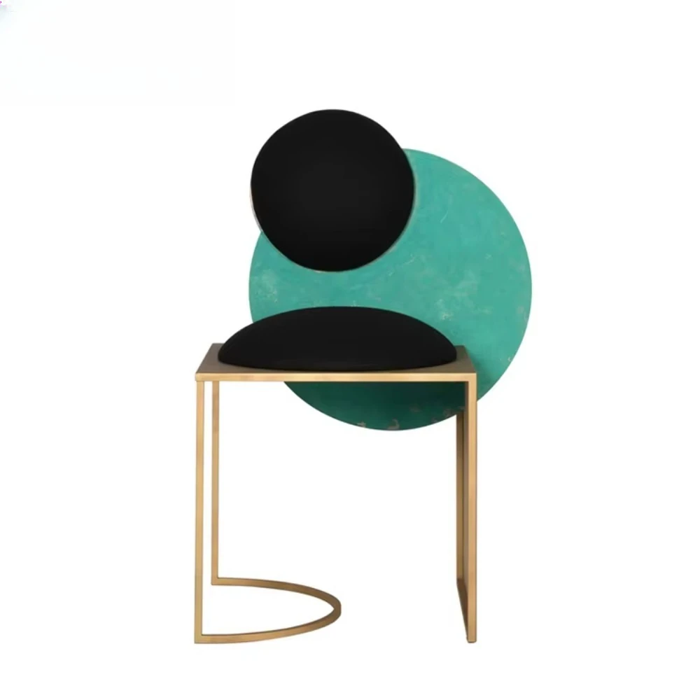 Furniture Postmodern Luxury Gold Metal Dining Chairs Unique Fashion Leisure Chairs