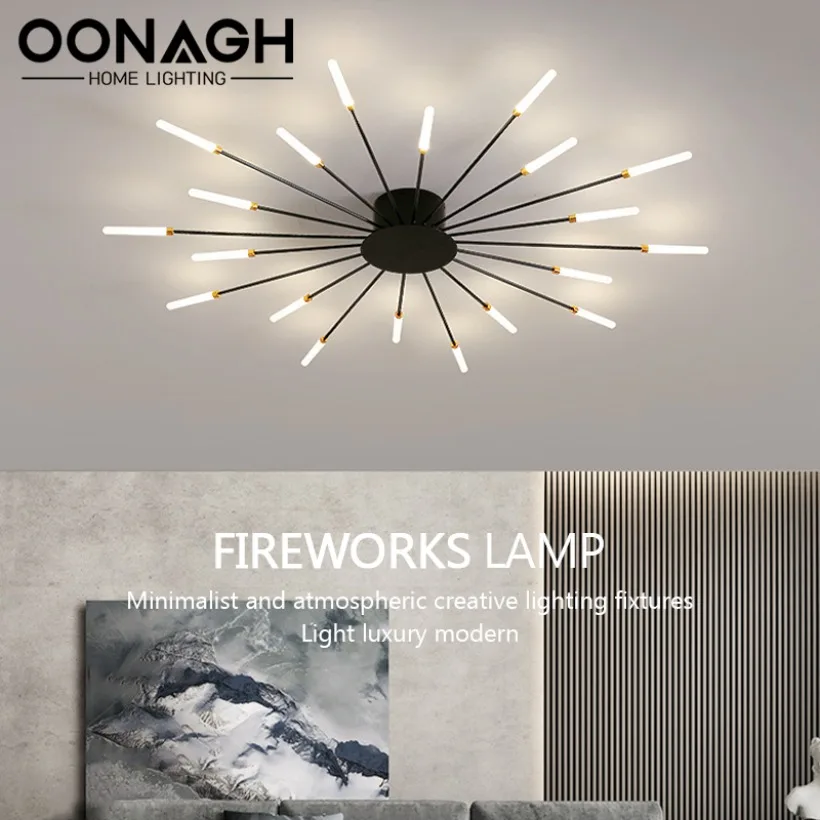 

Nordic New LED Ceiling Light Living Room Bedroom Fireworks Home Decoration Ceiling Light Black Gold Kitchen Indoor Lighting