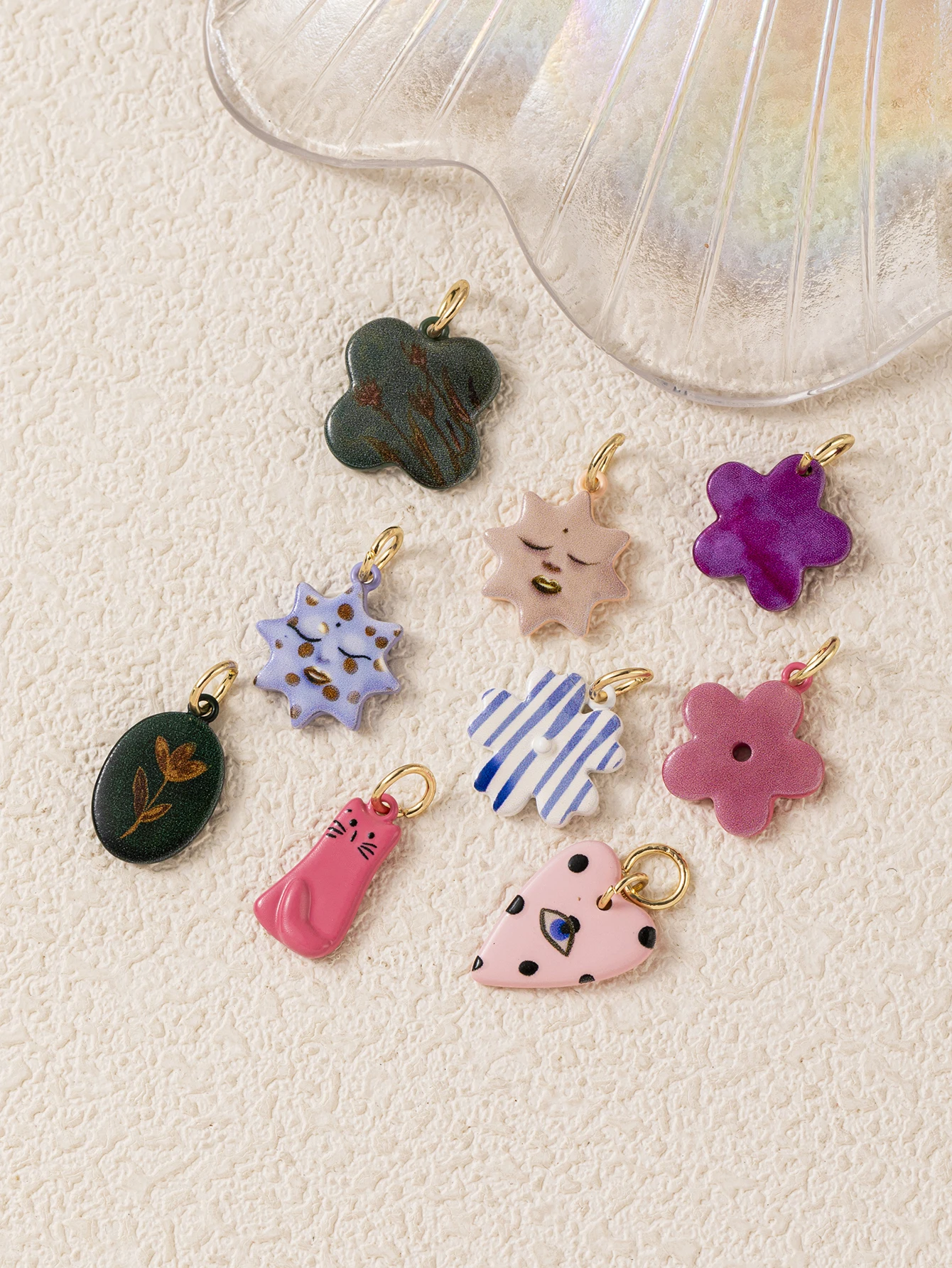 Frische und schlichte neue bunte Blumen-Liebes-Sonnen-Handgemachte Malerei DIY-Anhänger-Charms für Schmuck. – Detail 2