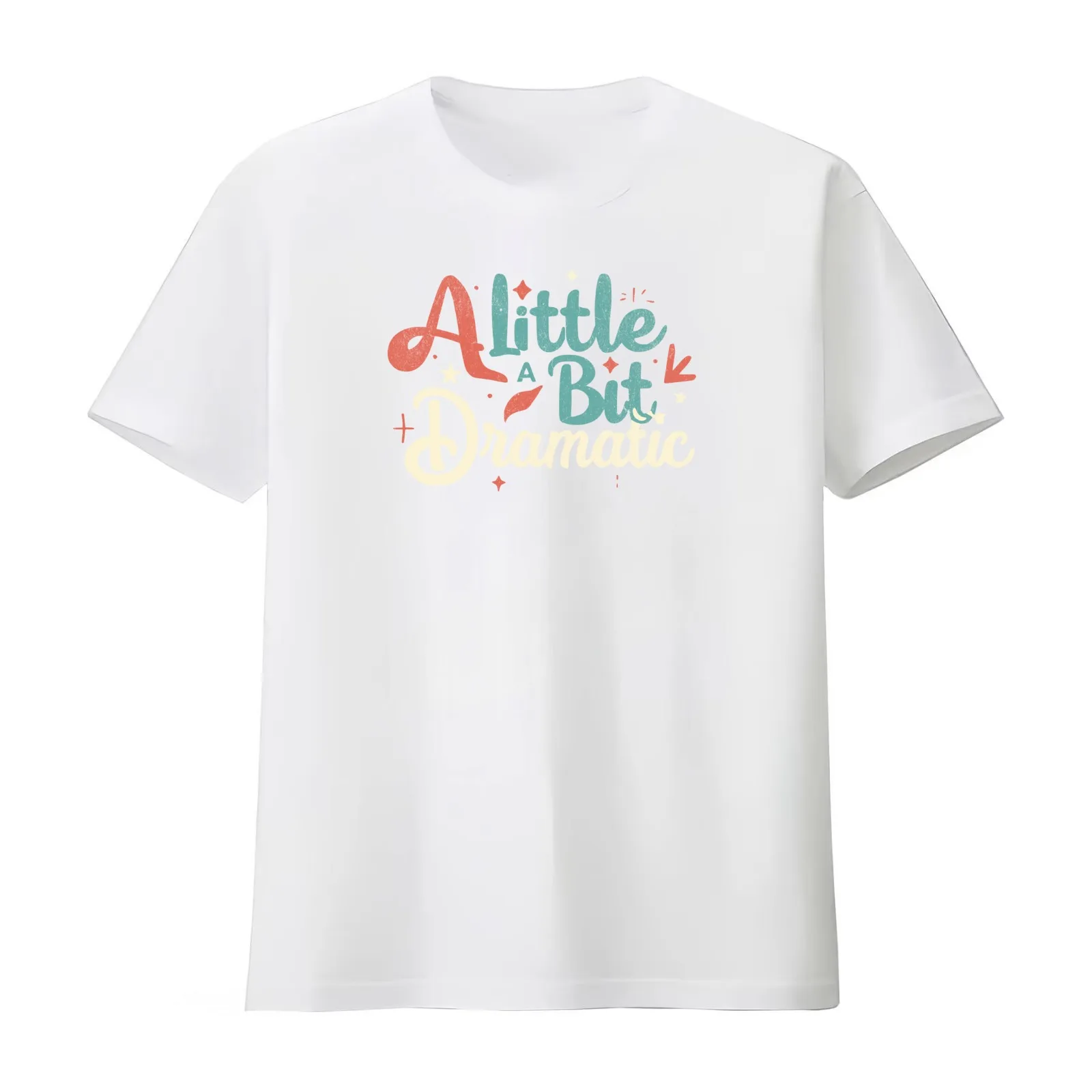 Little Bit Dramatic Groovy Retro T-Shirt Summer Casual Cotton Tee Oversized Streetwear Tops Vintage Graphic Print
