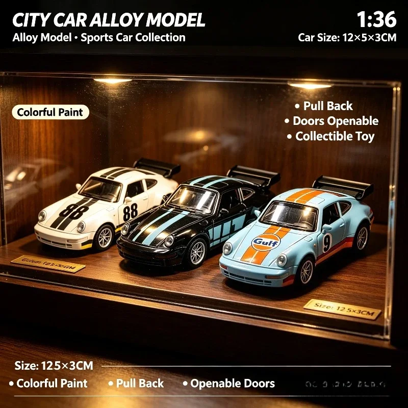 2026 New 1:36 Classic Racing Alloy Car Model, Diecast Pull Back Sports Car With Openable Doors, Retro Simulation Race Vehicle,