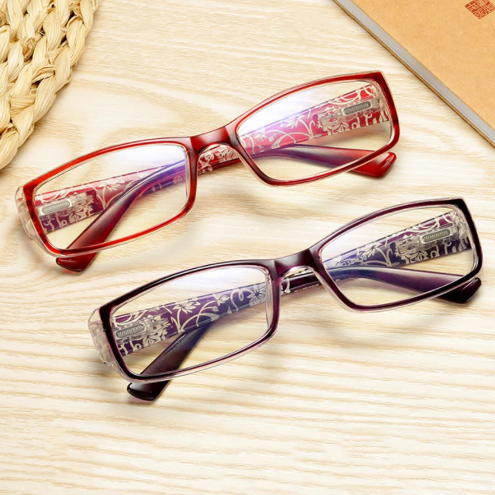 Fashion Anti-Blue Light Reading Glasses Women Urltra-Light Eye Protection Flowers Elegant Comfortable Eyeglasses