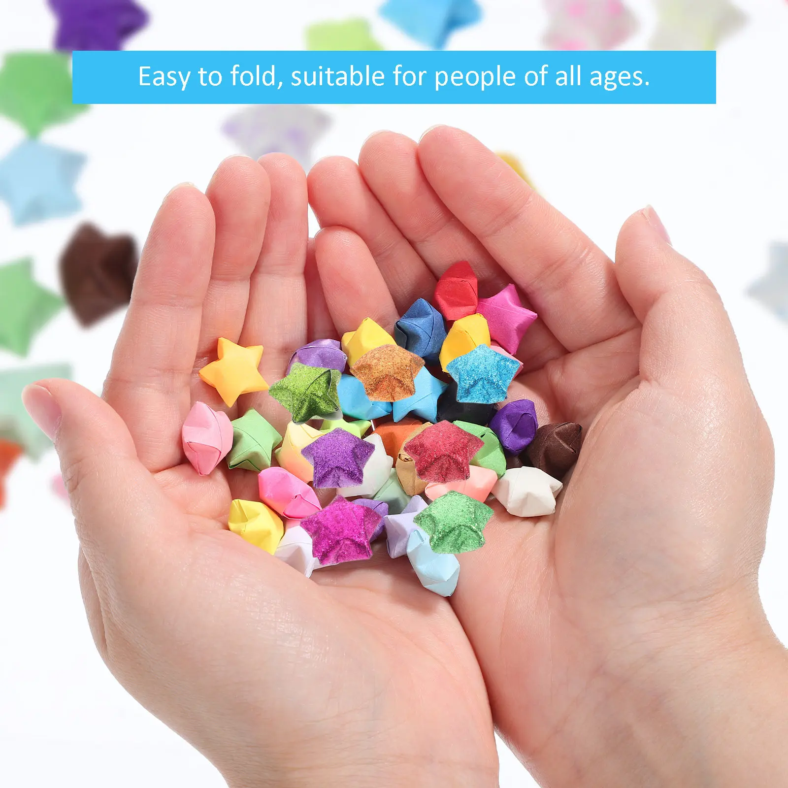 Craft Paper Stars for Crafts Glitter Strips Sparkly Folding Holographic Origami