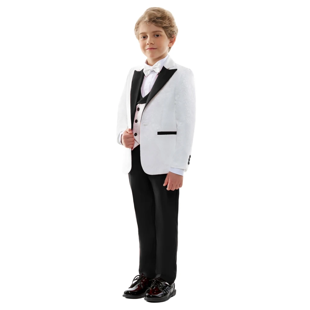 

Boys Suits for Kids Black 4 Pieces For Wedding Ring Bearer Outfit Fashion Formal Suit Set As Award Ceremony School Activities