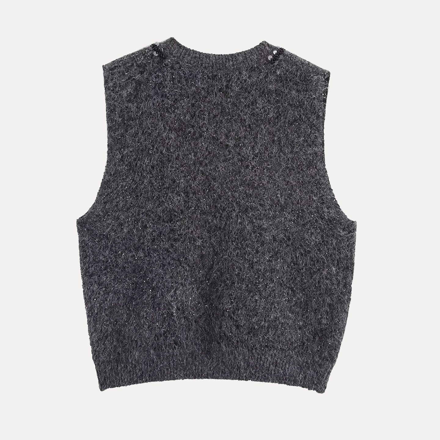 

iny Sequin V-Ne Knitted Sweater Vest Women's Sle Summer New Arrival 2025 Commute Faion Slim Fit Polyester Fiber