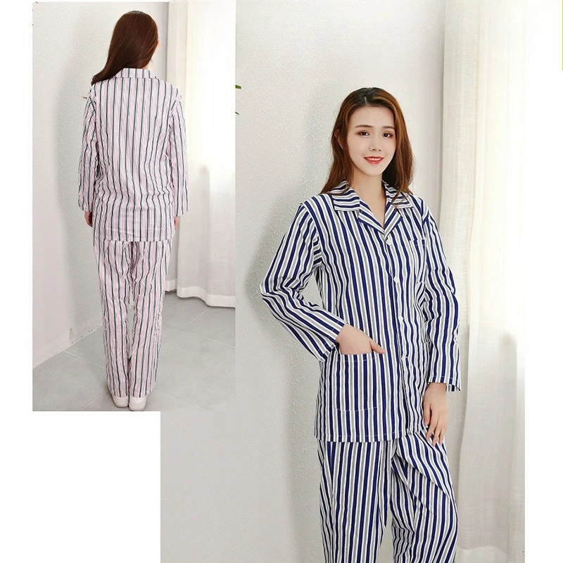 

Breathable pure cotton patient clothing long sleeved hospital gown loose fitting unisex nursing wear