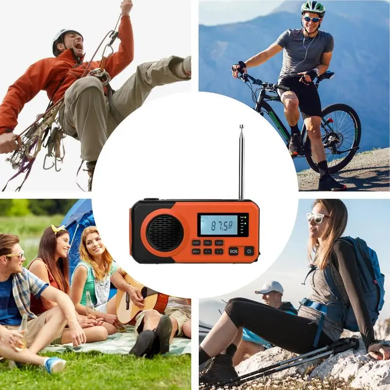 راديو يعمل بالطاقة الشمسية، راديو للتخييم، جهاز استقبال البث المحمول، معدات استقبال FM مع مصباح يدوي للخارجية
