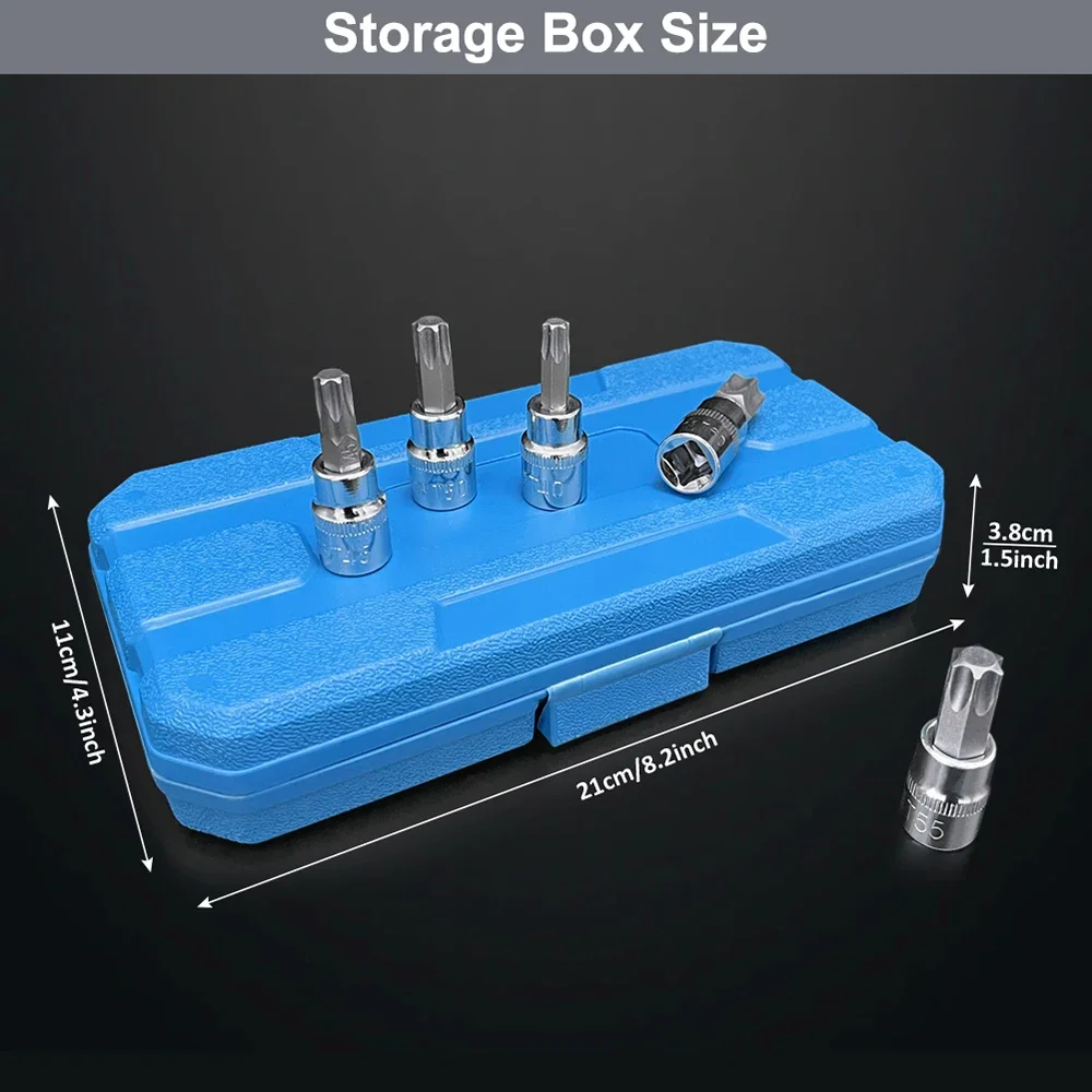 13Pcs Star Torx Hex Bit Socket Set T8-T70 H2-H14,CRV Sockets 1/4inch,3/8inch & 1/2inch Drive For Hand Use Work