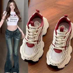 Zapatillas de deporte con plataforma para mujer, nuevos zapatos viejos de suela gruesa para correr con correa cruzada, zapatos de tenis de moda de diseñador para mujer de talla grande 40