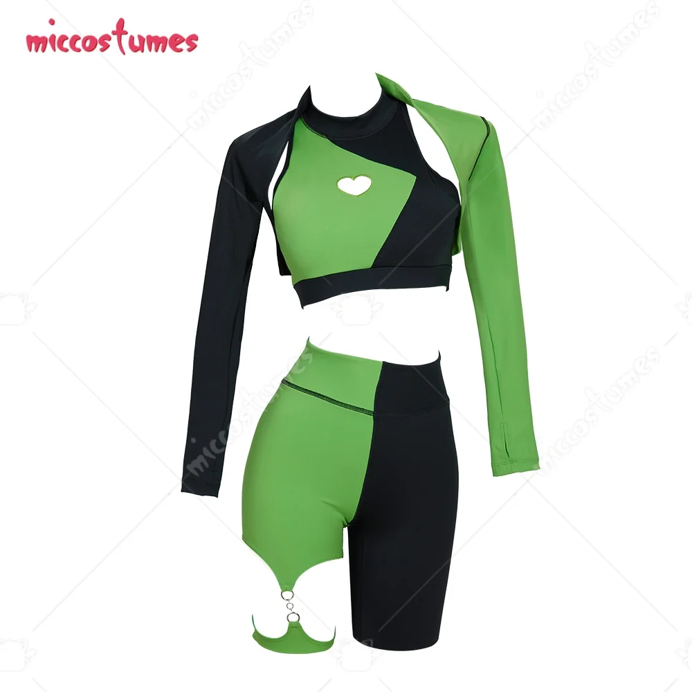 

Miccostumes Women Miss Go Косплей Тренировочные комплекты для женщин 3-х предметный костюм для йоги Тренажерный зал Леггинсы с высокой талией Спортивный бюстгальтер с укороченной курткой