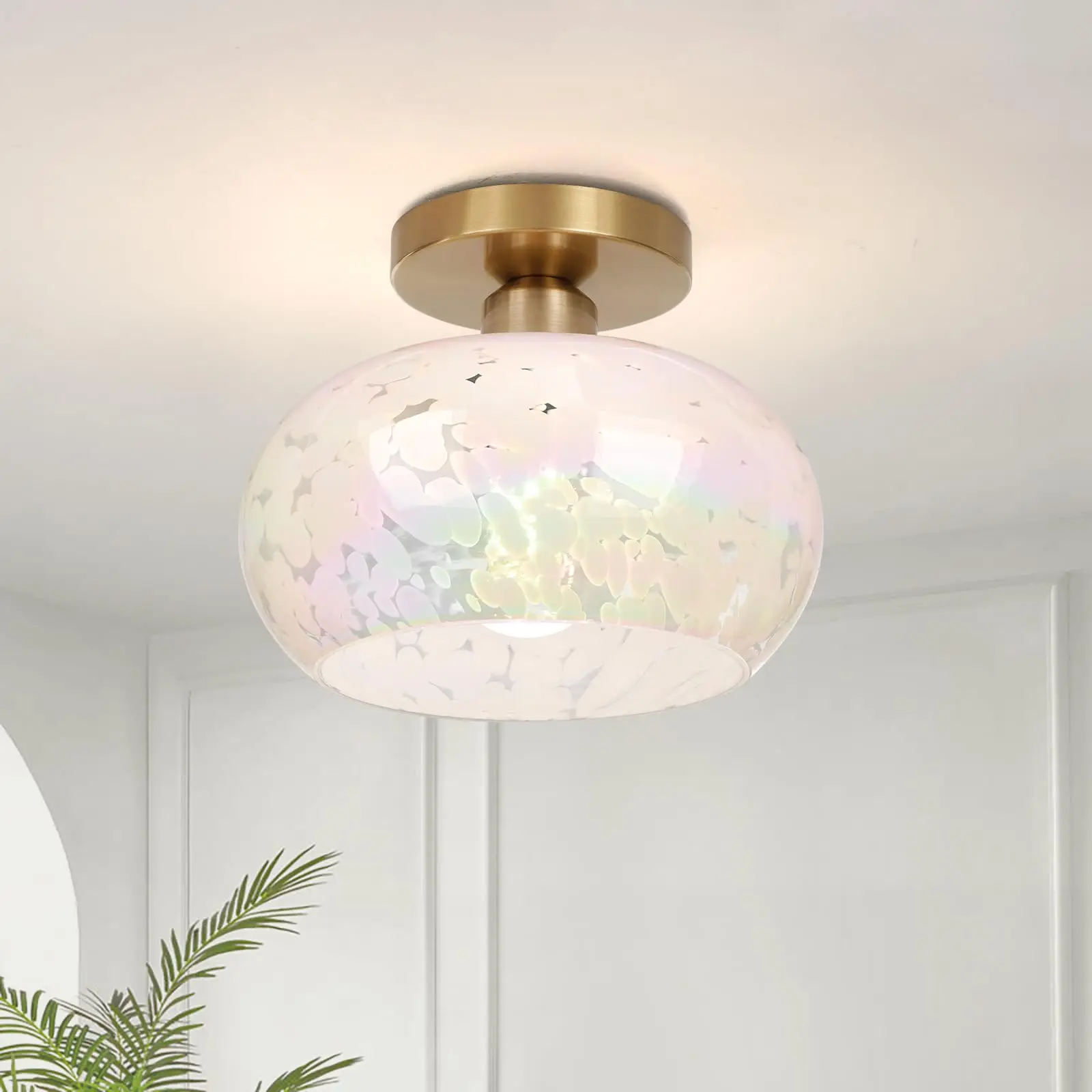 

Round Glass Ceiling Lamp E27 Ceilling Light Home Living Room Bedroom Hallway Balcony Ceiling Light Fixture Colorful Glass Lustre