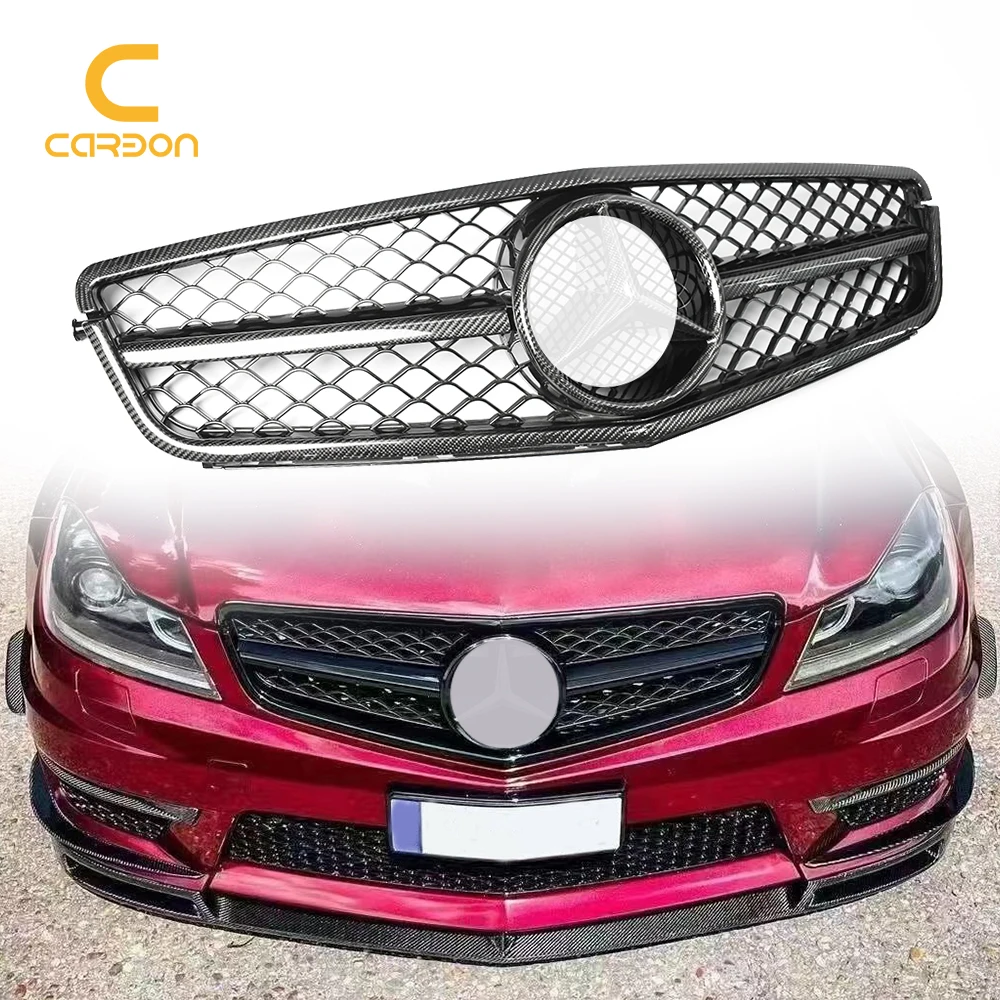 Applied to Modification The Carbon Fiber Air Intake Grille For Mercedes Benz C Class W204 C63 AMG Front Bumper Finished Grille