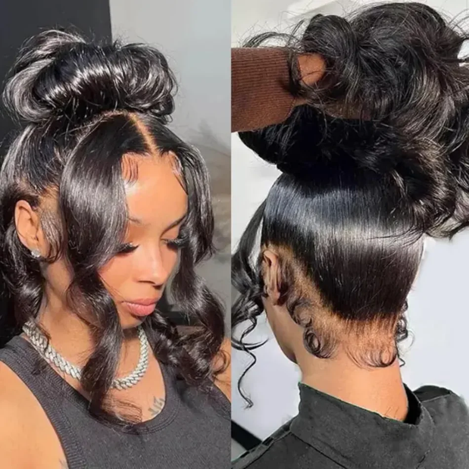 360 Full Lace Wig Human Hair Pre Plucked HD Invisible Drawstring Body Wave Human Hair Brazilian Virgin Upgrade Hidden Strap Transparent Lace Front Wavy Wig Natural Color