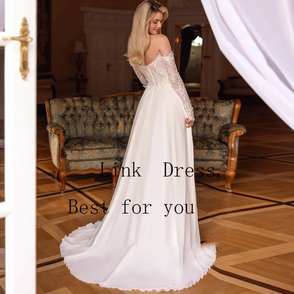 Off Shoulder Wedding Dresses for Ladies Empire Chiffon Bridal Gowns Exquisite Full Sleeve Vestidos De Novia 2026 Summer