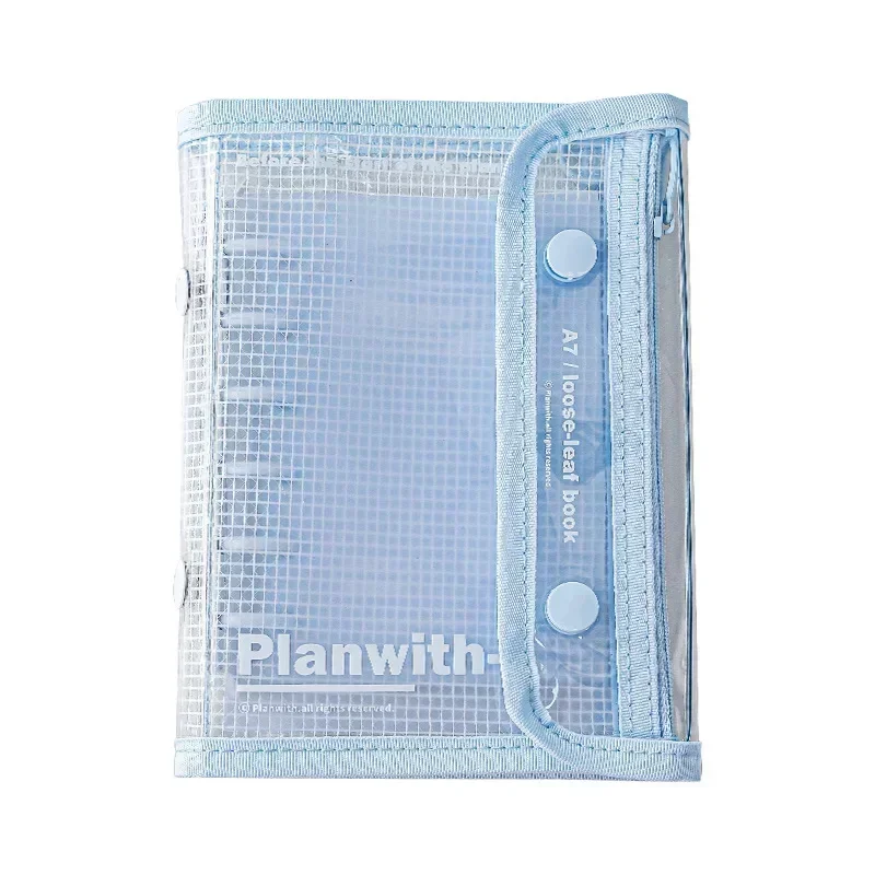 42 Sheet A7 Simpliicty Notebook White Blue Journal Binder Notepad for Student Transparent Stationery Notebooks Storage Bag