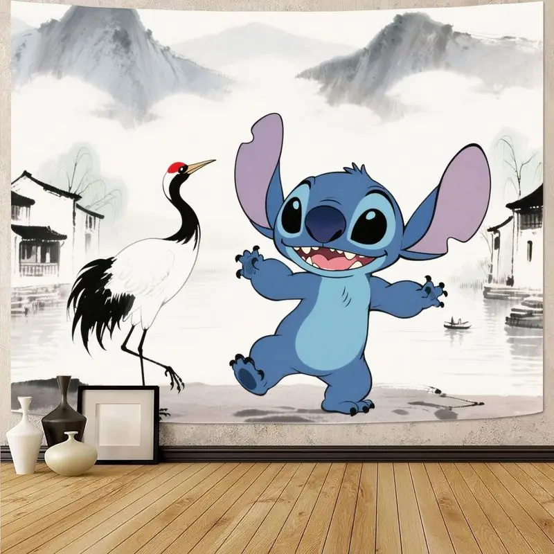 

1 шт., гобелен с рисунком стежка и журавля, милый настенный художественный домашний декор, полиэстер для гостиной, спальни, подарок для фанатов Диснея