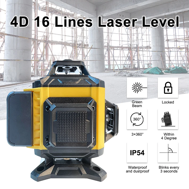 Pratico 16 linee 4D telecomando Wireless linee verdi livello Laser autolivellante con 1/2 batterie