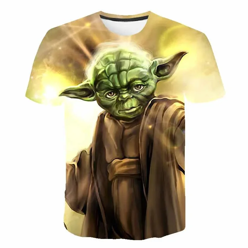 Summer Fashion Unisex Baby Yoda T-shirt Children Boys Short Sleeves Mandalorian Tees Baby Kids Tops For Girls Clothes 1-14 Y