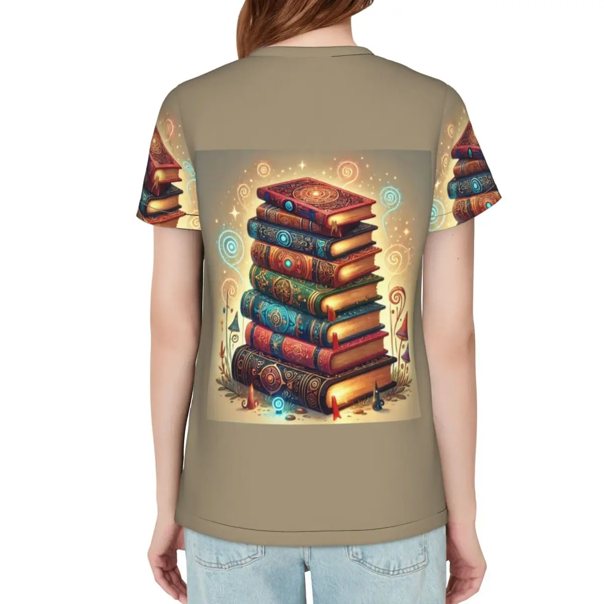 Ancient Book With Glowing Magic Spells T-Shirt Women Short Sleeve T Shirts O-Neck Clothes Cotton Summer Tees Streetwear