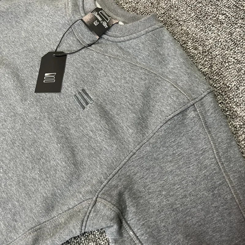 Kroen التطريز التسمية الأساسية بلوزات الرجال النساء رمادي داكن فضفاض الشتاء الرياضة بلوزات عالية الجودة القطن فضفاض البلوفرات