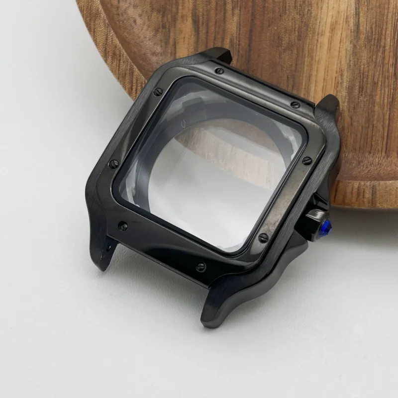 Kwadratowa złota koperta zegarka 38 mm, skórzany pasek do zegarka Sandoz NH36 NH35 NH70, mechanizm do modyfikacji zegarka z tarczą 27 mm i wskazówkami.