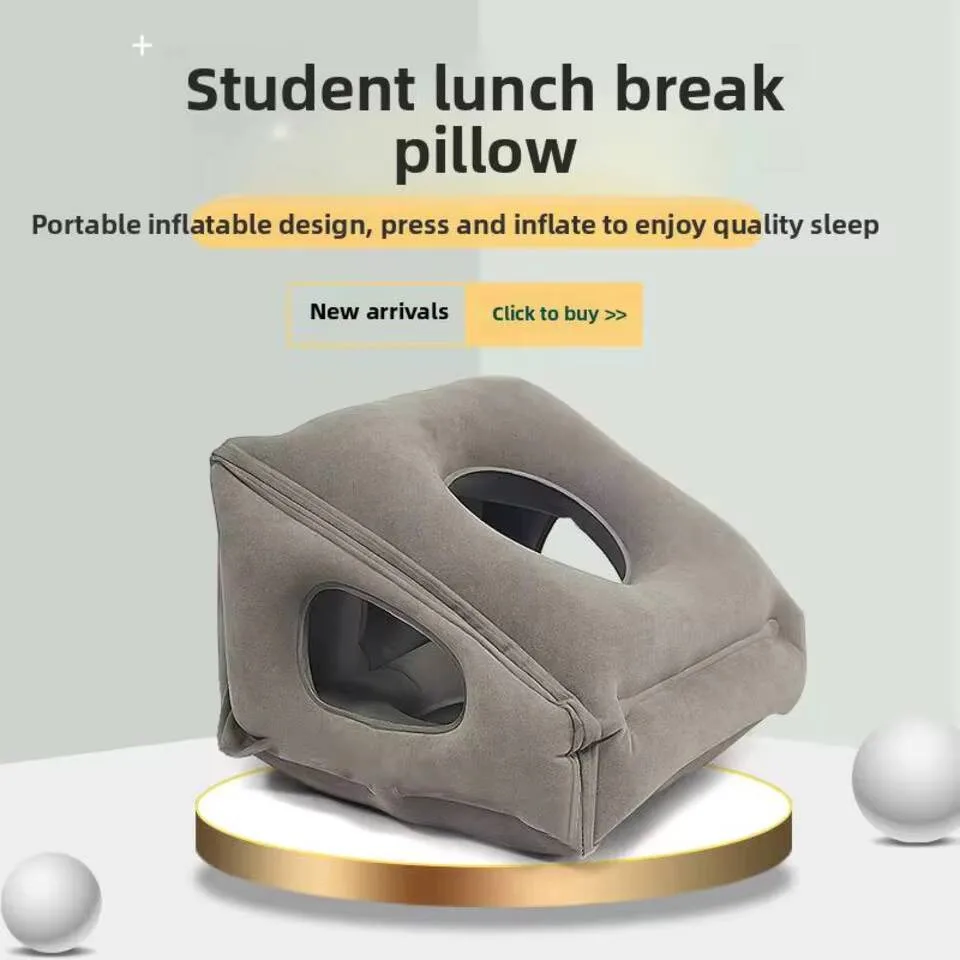 وسادة سفر مريحة وخفيفة الوزن قابلة للنفخ ووسادة ناعمة لدعم ظهر الجسم وقابلة للطي للأطفال أثناء النوم على الطاولة وقيلولة محمولة