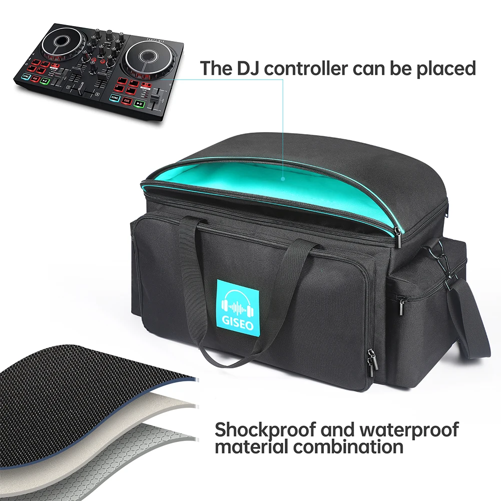 DJ Cable File Bag Large Capacity DJ Gig Bag with 4 Detachable Dividers DJ Equipment Gig Bag for Sound Equipment DJ Gear Musician
