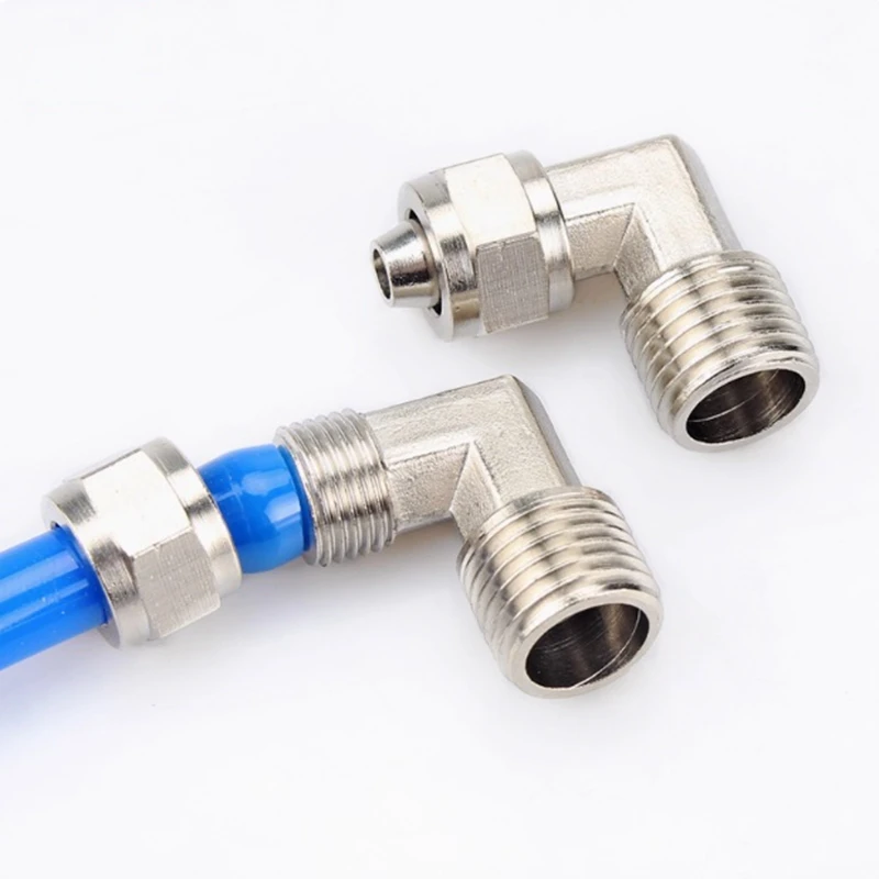1PCS Pneumatic Quick-Connect Right-Angle Fitting Tube 8mm 10mm 12mm Thread Size 1/4''
