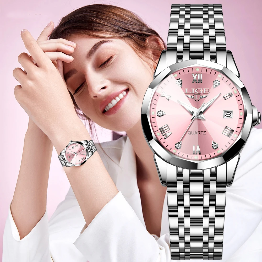 LIGE Simple Sport Watch For Women Fashion Elegant Women's Bracelet Watch Casual Business Waterproof Luminous Quartz Ladies Watch