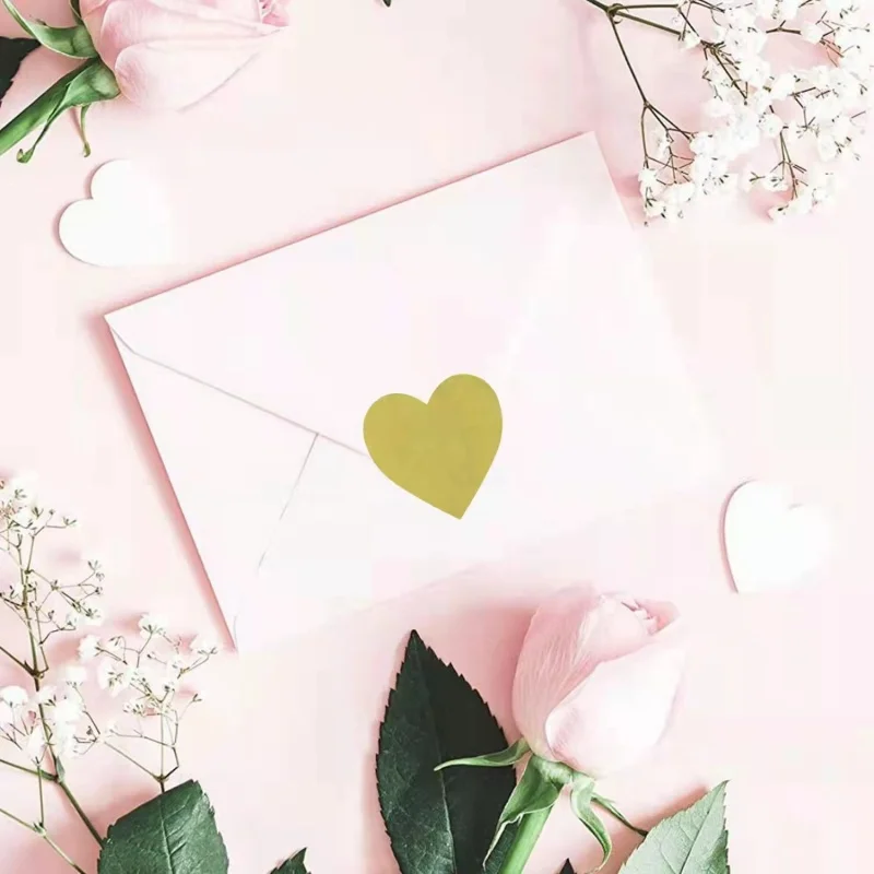 50pcs Heart Shaped Sticker Valentines Day Love Envelope Sealing Stickers Holiday Gift Scratch Card Lottery Scratch Stickers