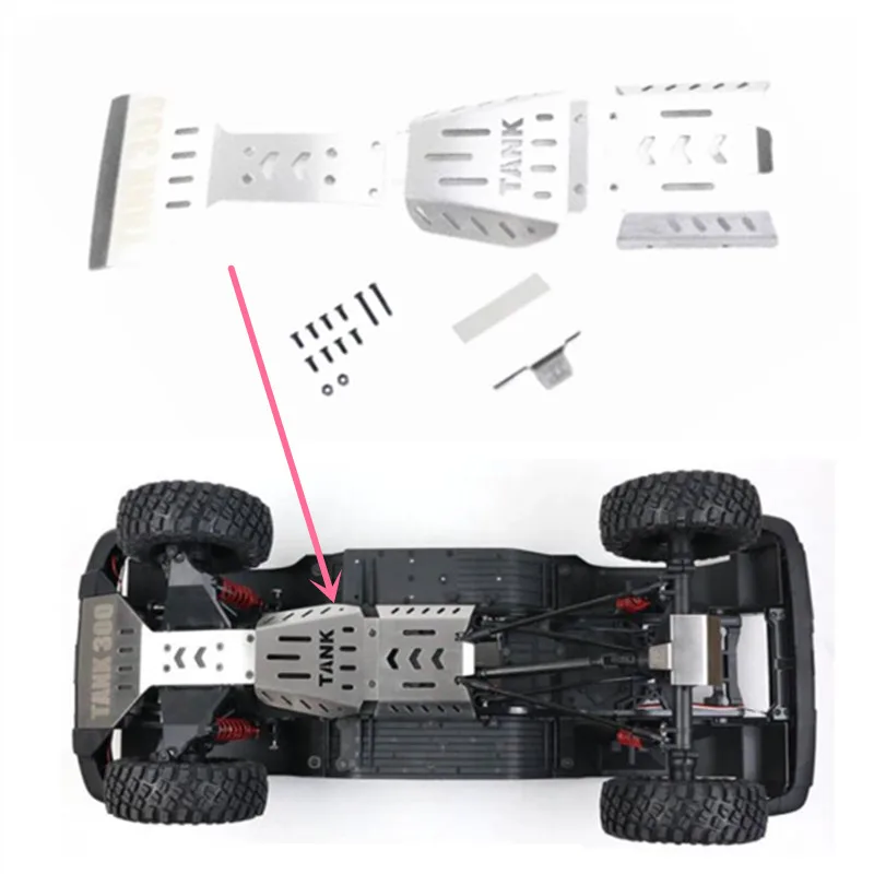 Stainless Steel Guard Plate Metal Armor Chassis Armor HD6089 For Traction Hobby 1/8 KM TANK300 RC Car