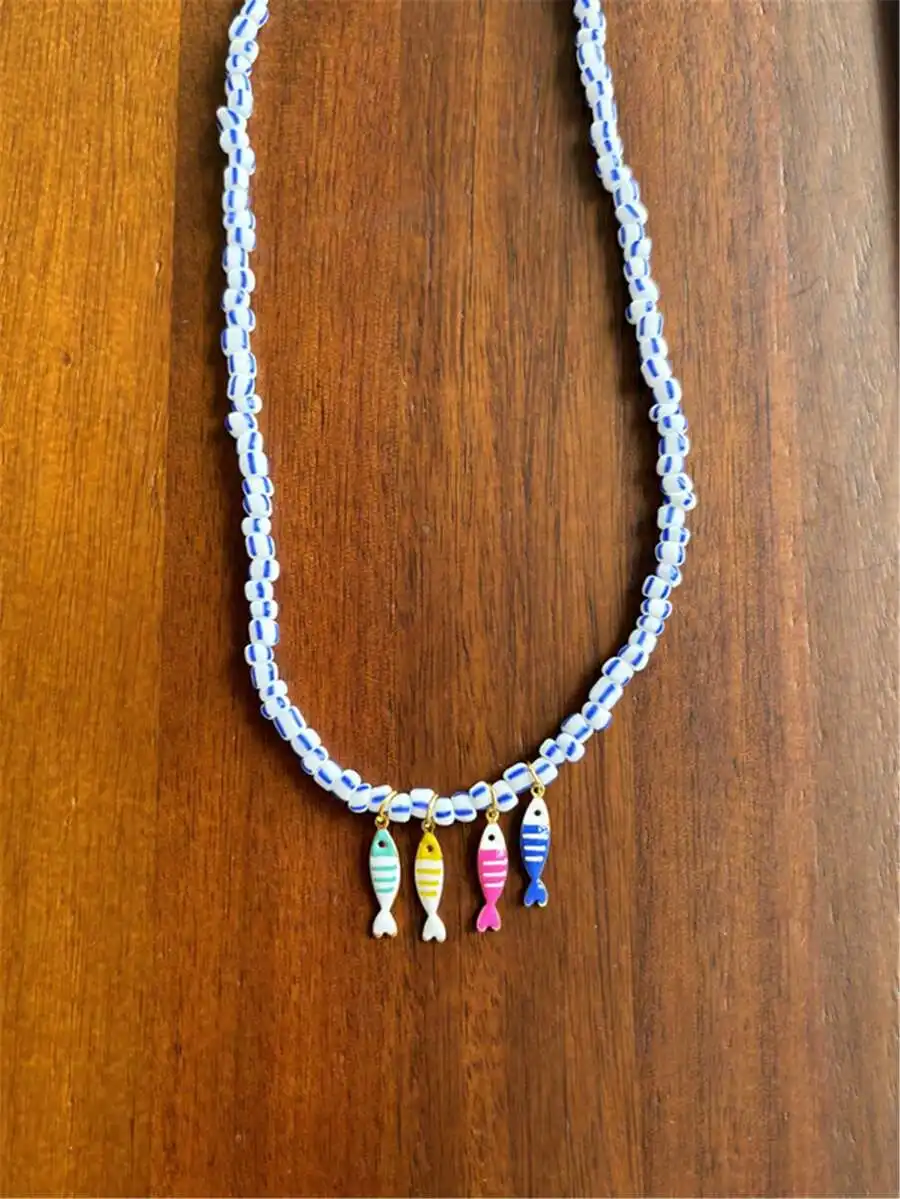 

Colorful Fish Pendant Beaded Necklace For Women Fashion Elegant Holiday Jewelry