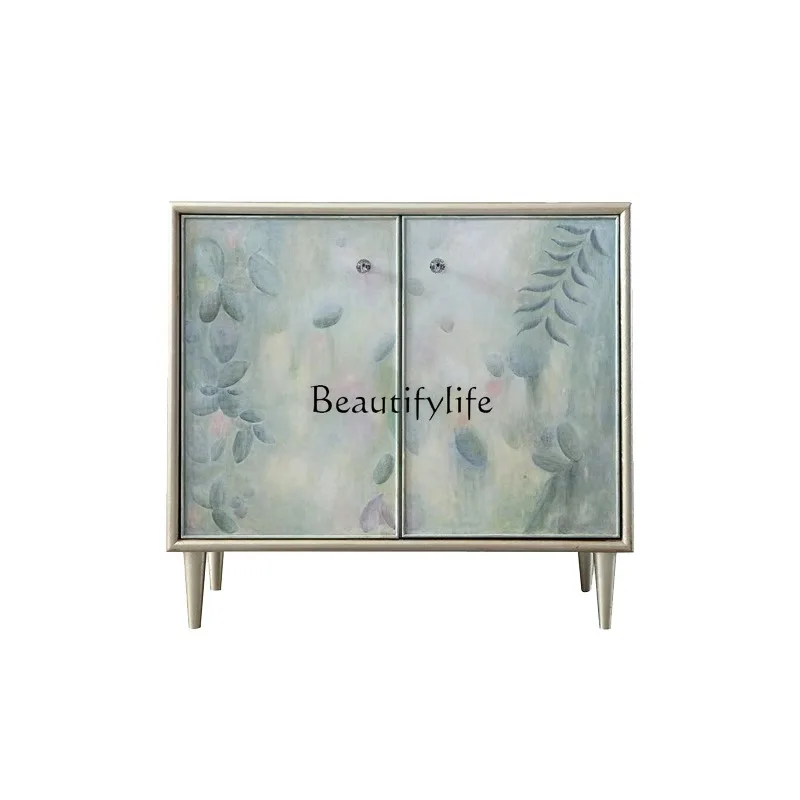 

French painted entrance cabinet retro style partition solid wood locker