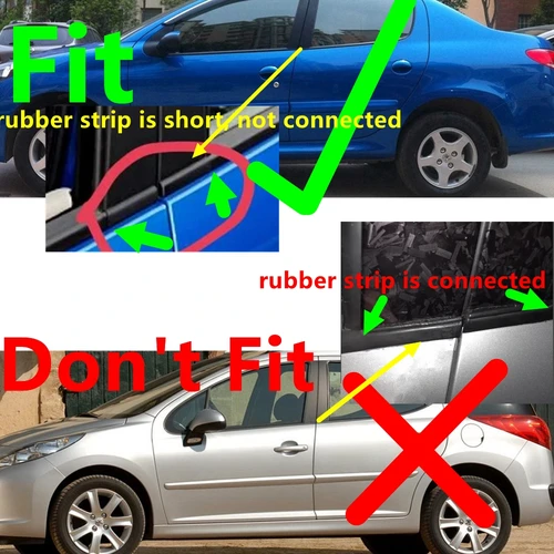Imagen 2 del producto Tira de sellado de goma para ventana exterior de coche, pieza de automóvil para Peugeot 206 207 y Citroen C2, 1 Uds.