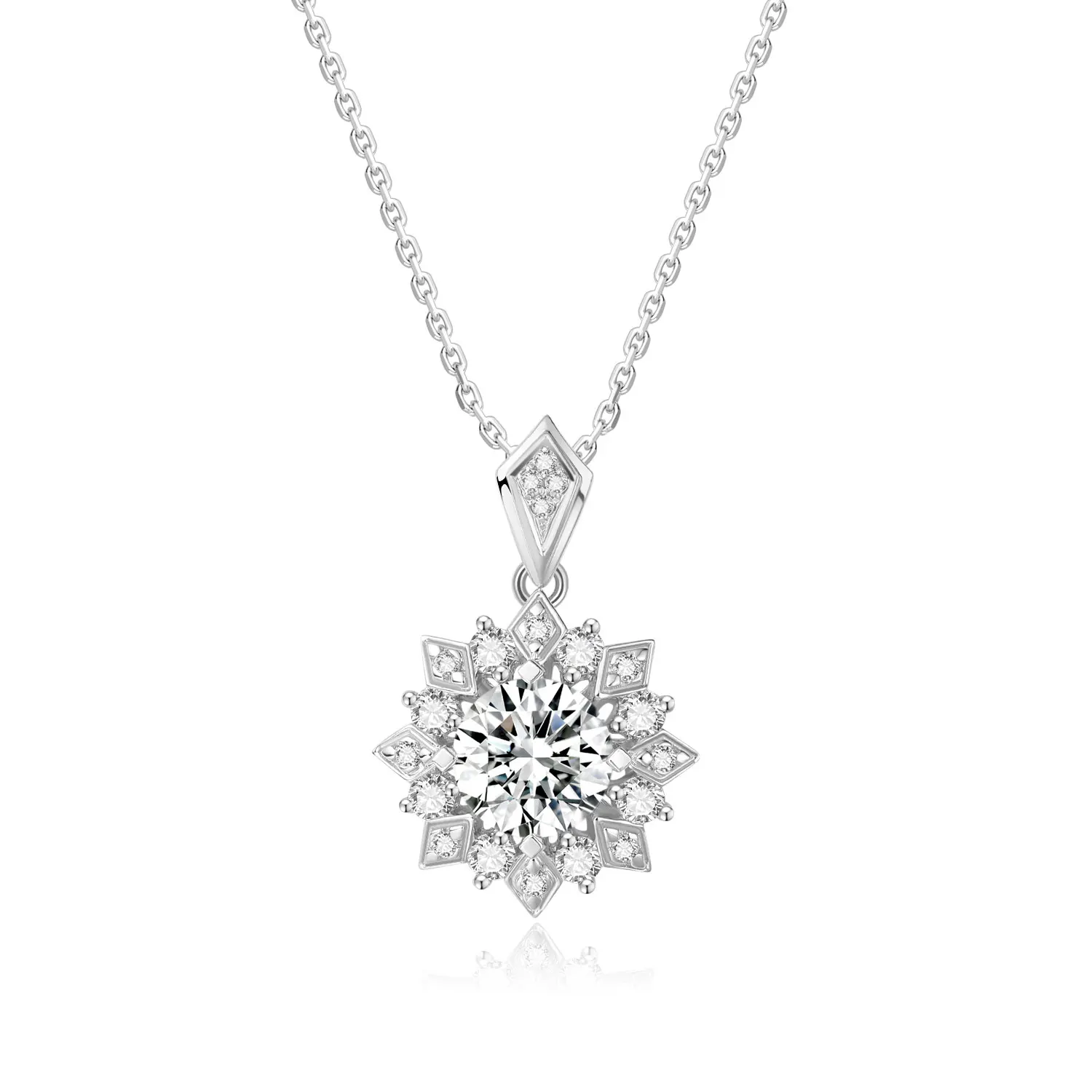 

0.5/0.6/1ct Lab Grown Diamond Pendants Snowflake VS VVS Diamond 18K White Gold Pendant For Necklace Elegant Jewelry