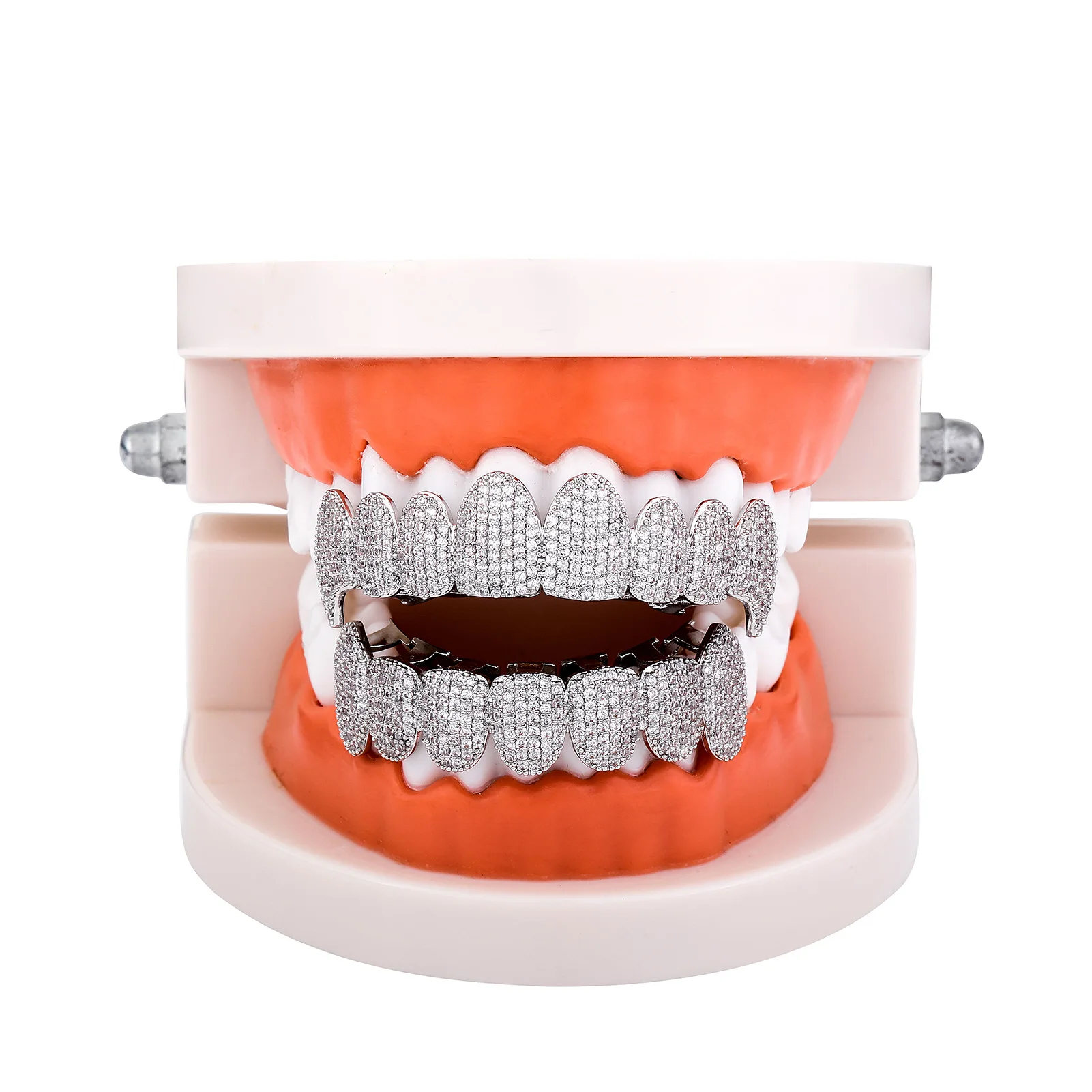 JINAO NEW 2024 Full Iced Out Vampire Fangs Teeth HIP HOP Grillz High Quality Charm AAA+ CZ Men and Woman Grillz Jewelry For Gift