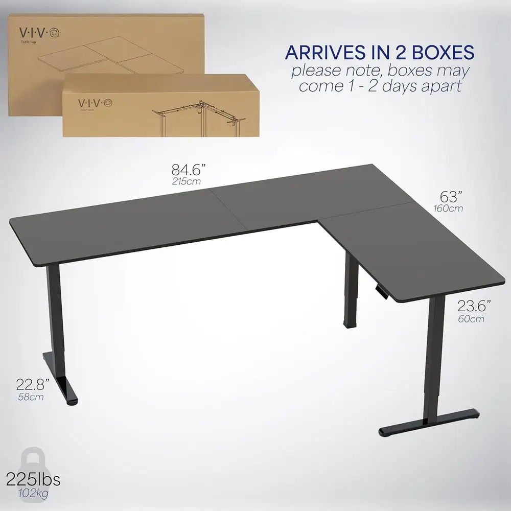 مكتب قائم كهربائي على شكل حرف L، 84x63، ارتفاع الذاكرة، أسود، موديل DESK-E3CTBB-84 #6