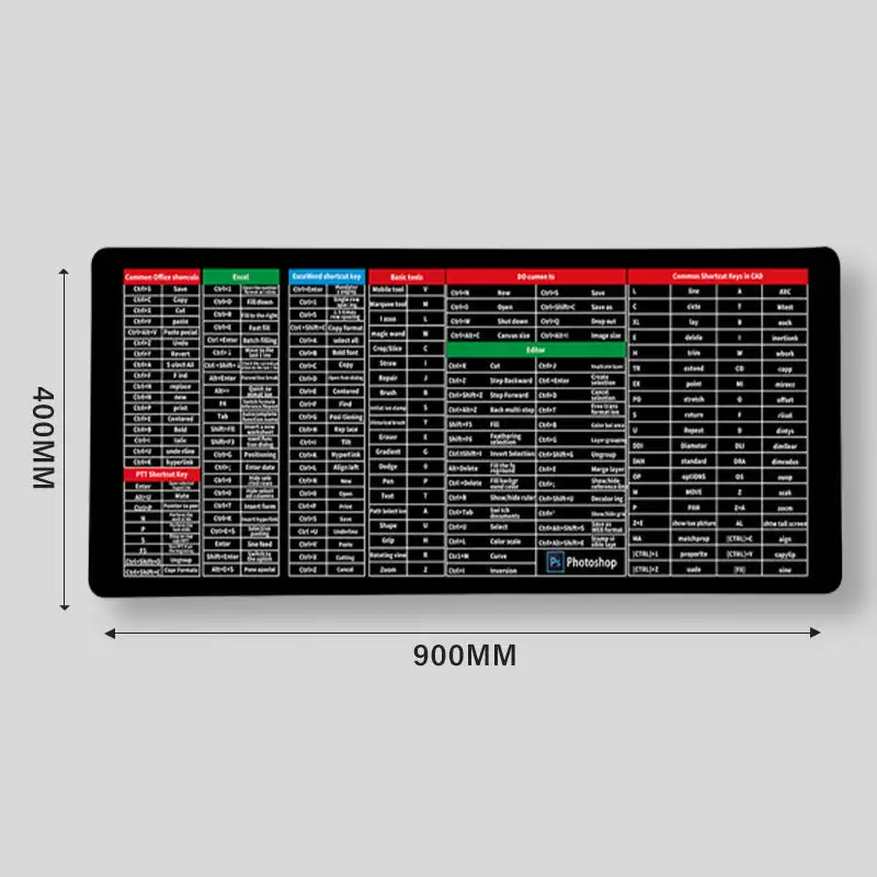 Großes rutsch festes Tastatur pad mit Office-Software-Verknüpfungen Muster 300x800mm 900x400mm Mauspad Computer Laptop Anime-Matte