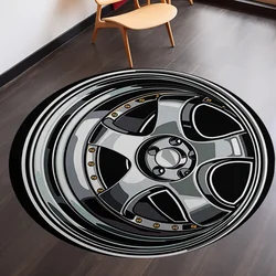 Tire Shape Carpet Round Rug  Boys Bedroom Decor Creative Area Rugs Car Hub Home Living Room Anti-slip Coffee Table Floor Mat