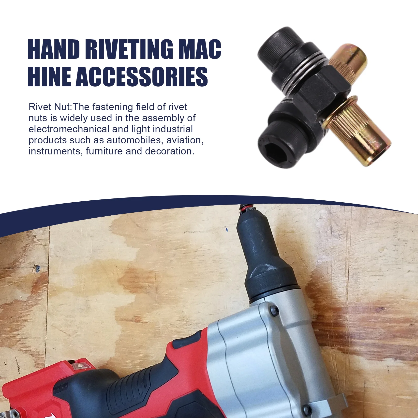 ABWR-Manual Rivet Nut Pulling Tool Riveting Manual Threaded Rivet Nut Tool Drill Adapter Rivet Nut Tool Manual Cordless Riveter