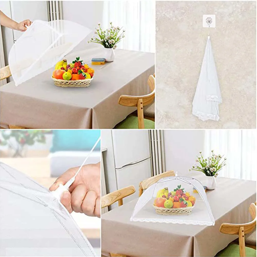 Food Covers Mesh Foldable Kitchen Anti Fly insect Mosquito Tent Dome Net Umbrella Picnic Protect Dish Cover Kitchen Accessories