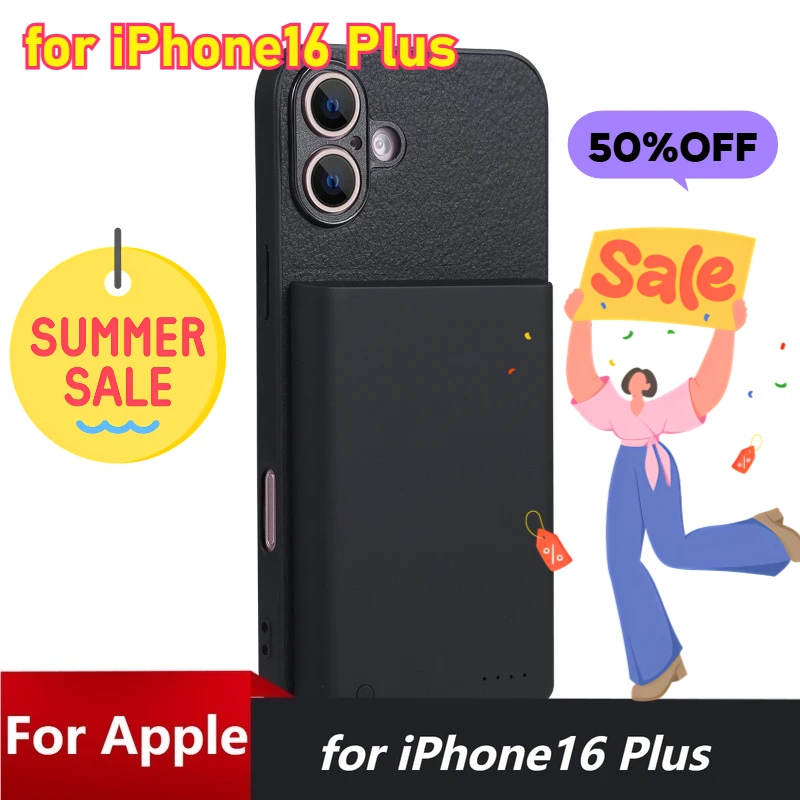 

Portable Mobile Power Bank Back Clip for iPhone16 Plus for Apple Mobile Phone Battery Charger Cases