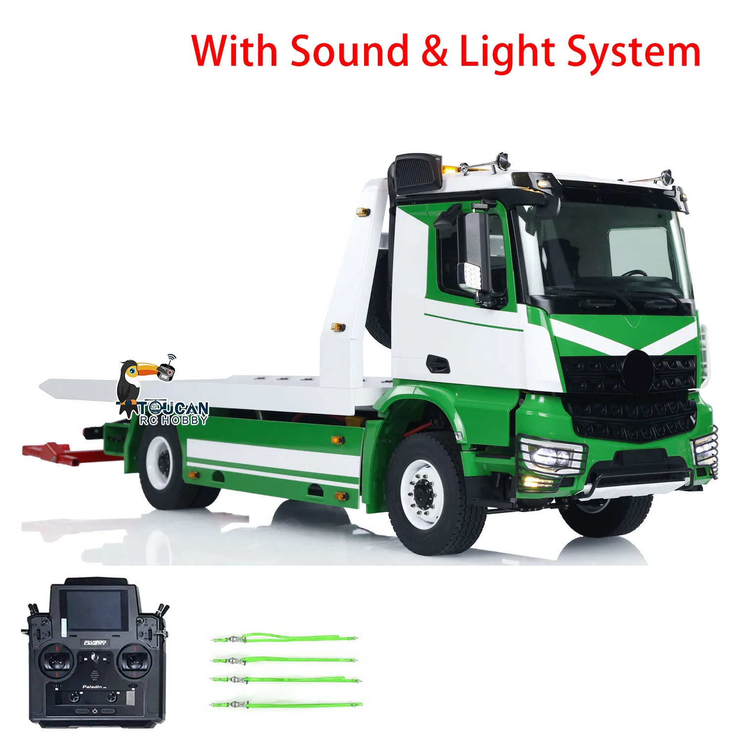 

1:14 RC Hydraulic Tow Truck 4X4 JDM Remote Control Flatbed Wrecker with Light and Sound DIY Truck Car RC Model