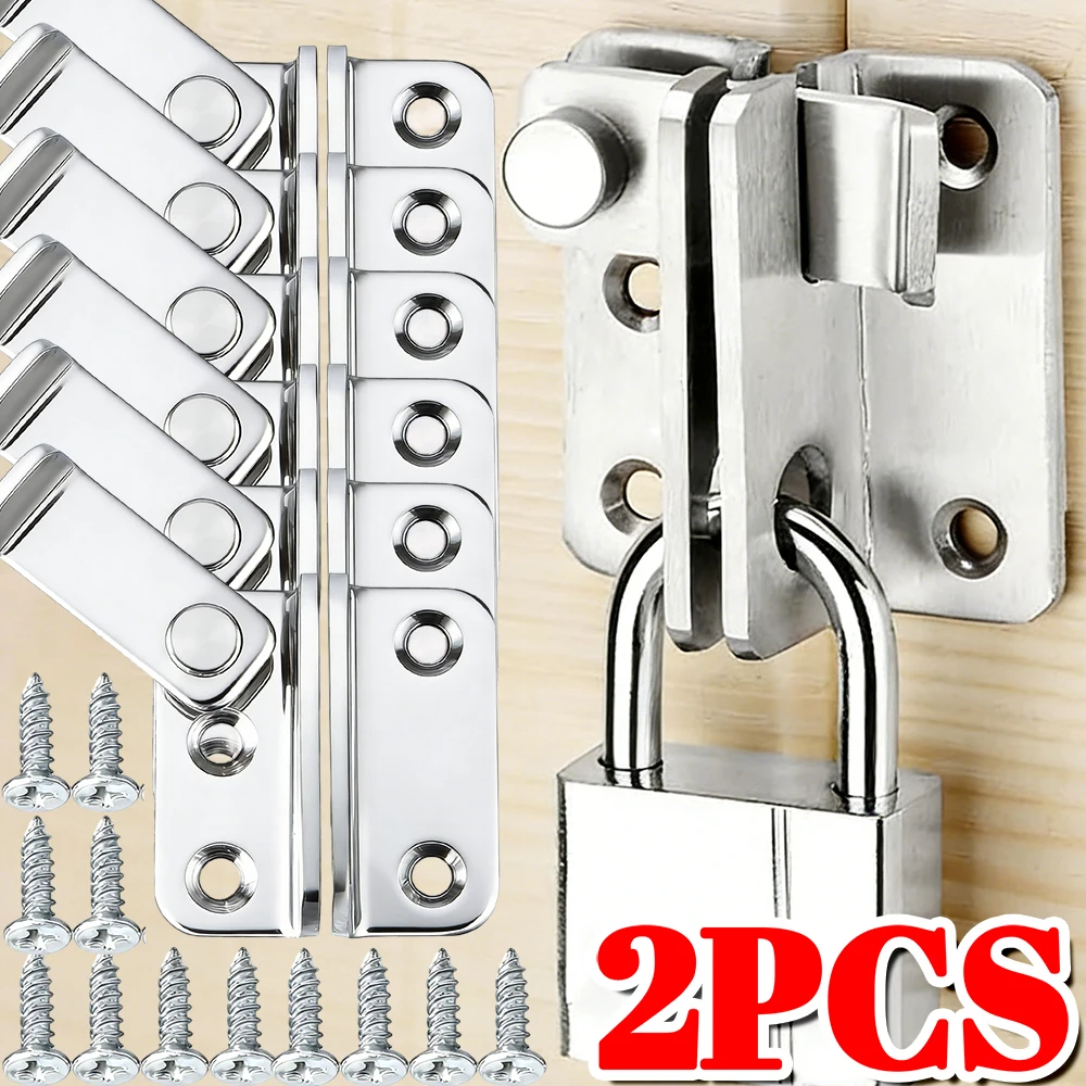 1/2Set Padlock Flip Latch Safety Door Lock Catch Buckle Stainless Steel Sliding Bolt Latch with Screws for Fence Barn Cabinet