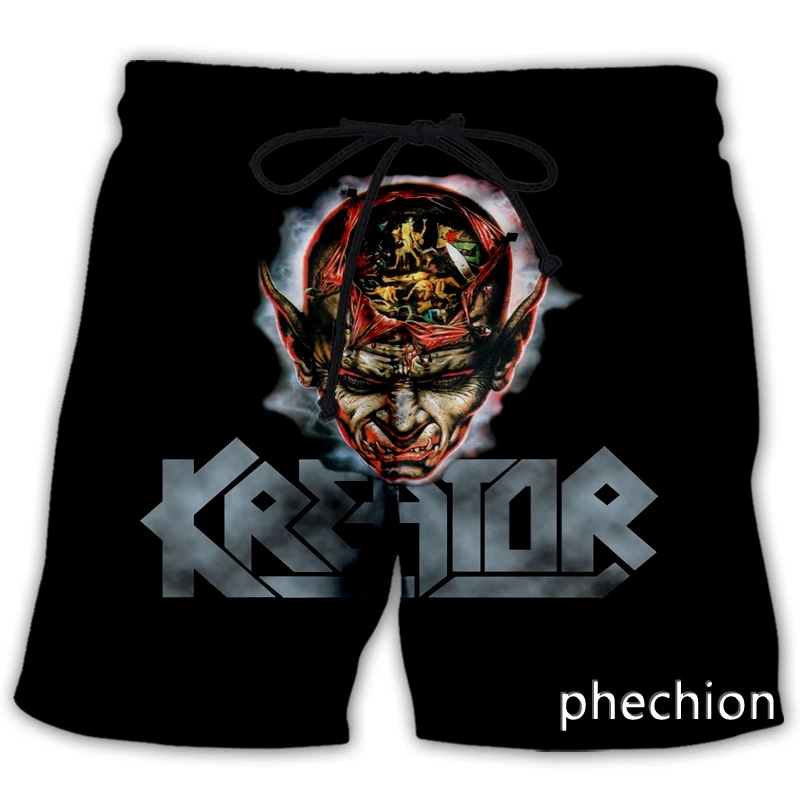 phechion New Fashion Men/Women Kreator 3D Print Casual Shorts Novelty Streetwear Men Loose Sporting Shorts L175