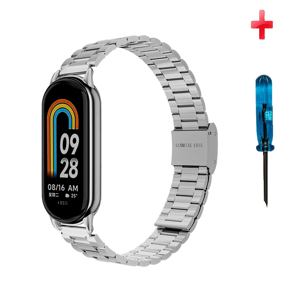 Correa de metal de acero inoxidable para Xiaomi 8, repuesto de NFC para pulsera inteligente Mi band 8