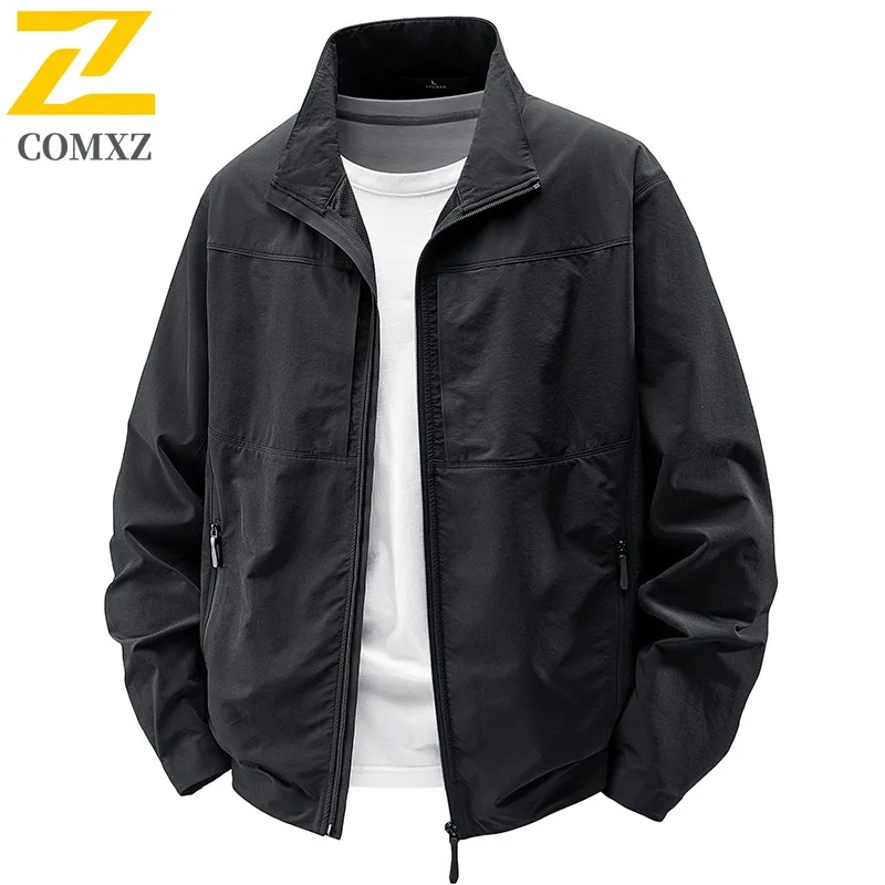 

COMXZ Stand Collar Fashion Simple Jacket for Men Hiking Journey Cozy Motorcycle Coat Leisure Everyday Use Light Autumn Clothing