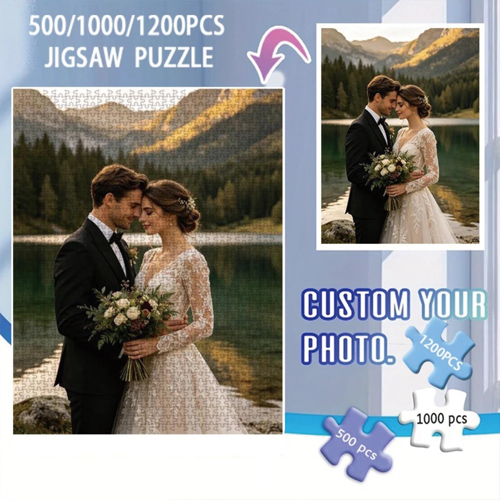 35/300/500/1000pcs Personalized Custom Photo Puzzle Couple Photos For Him Her Family Friends Children For Birthdays For Weddings